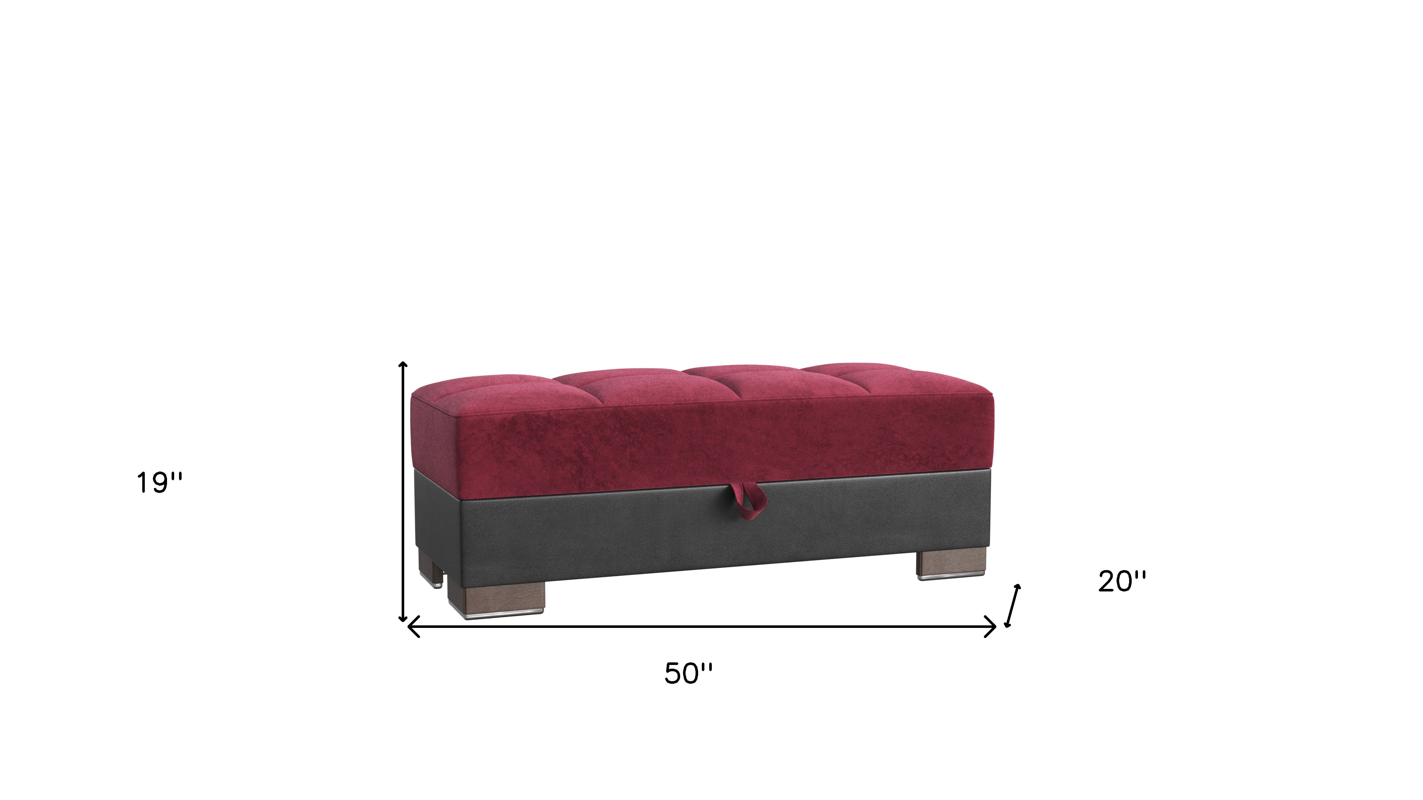 50" Burgundy Black Brown Microfiber Tufted Storage Ottoman-Ottomans-DECOROLALA