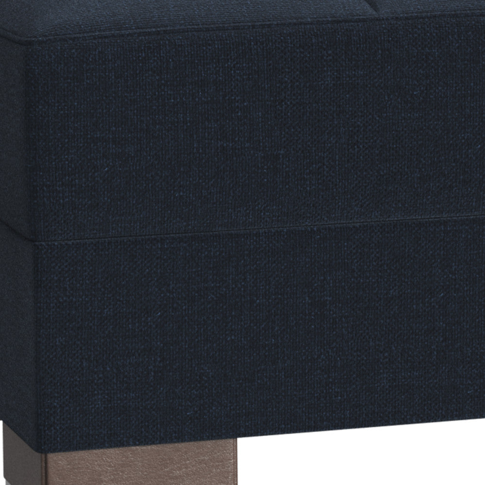 50" Dark Blue and Brown Chenille Storage Ottoman-Ottomans-DECOROLALA