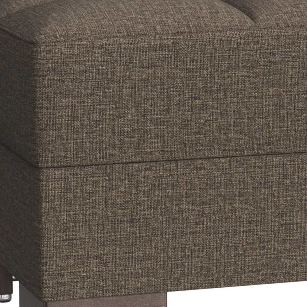 50" Brown Upholstered Tufted Fabric Storage Ottoman-Ottomans-DECOROLALA