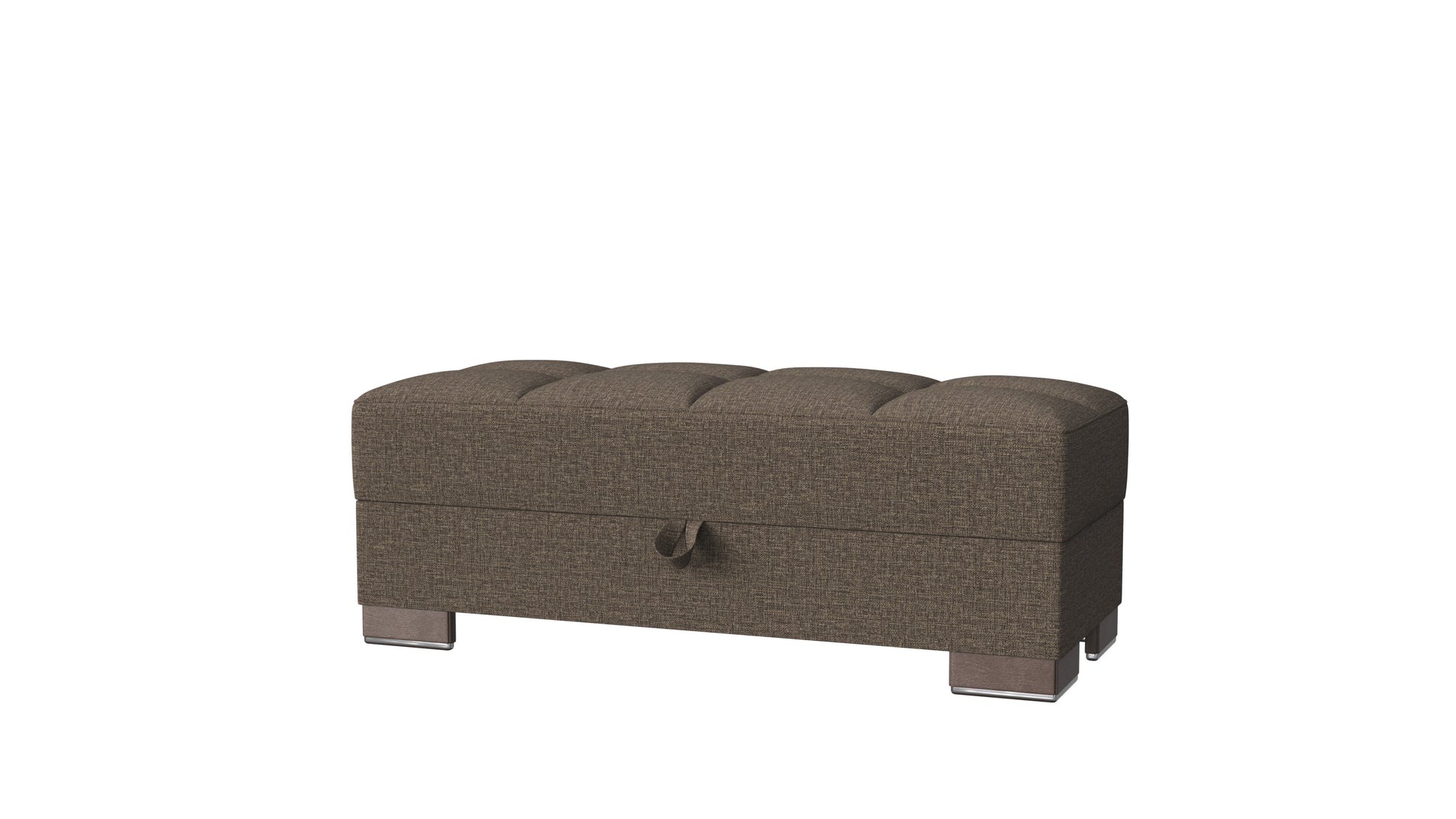 50" Brown Upholstered Tufted Fabric Storage Ottoman-Ottomans-DECOROLALA