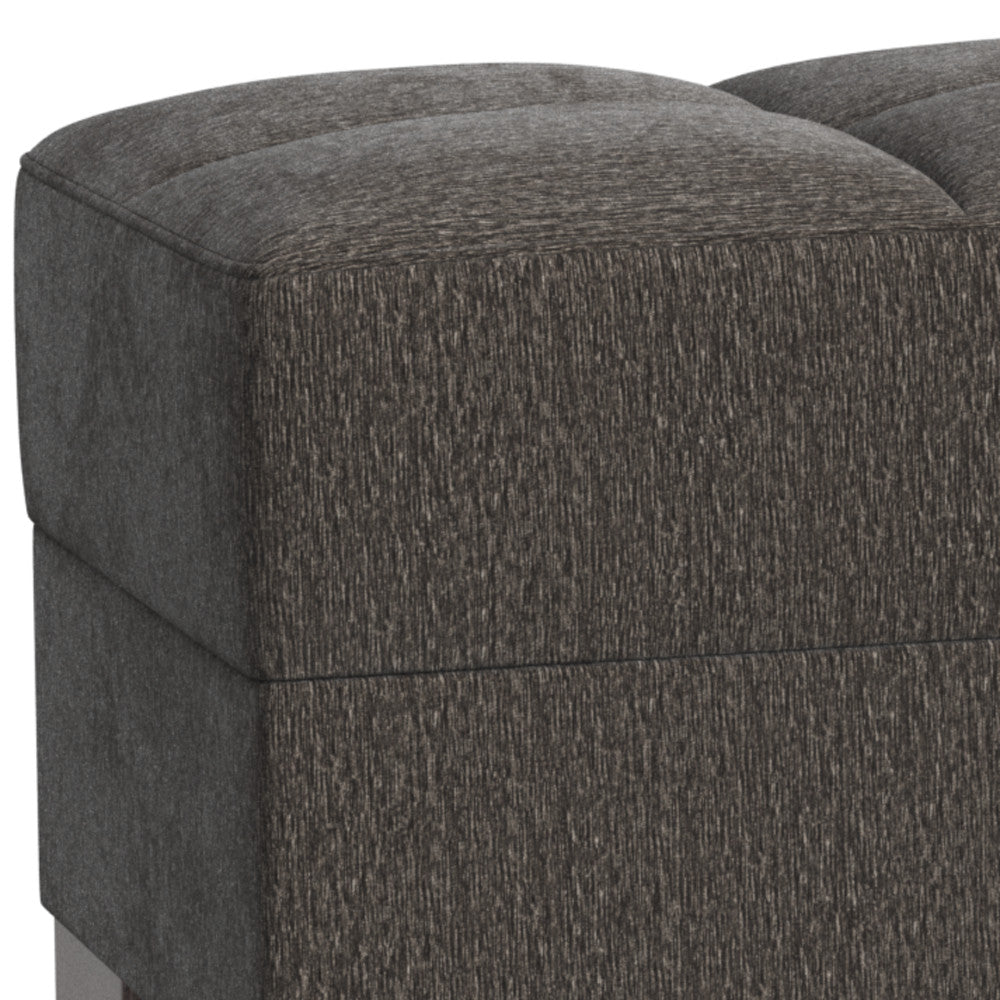 50" Gray and Brown Chenille Tufted Storage Ottoman-5