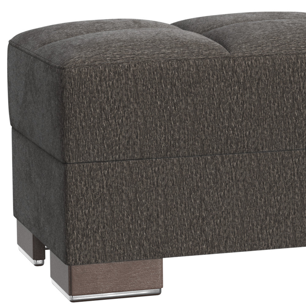50" Gray and Brown Chenille Tufted Storage Ottoman-2