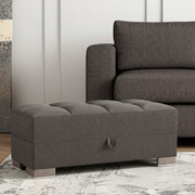 50" Gray and Brown Chenille Tufted Storage Ottoman-0