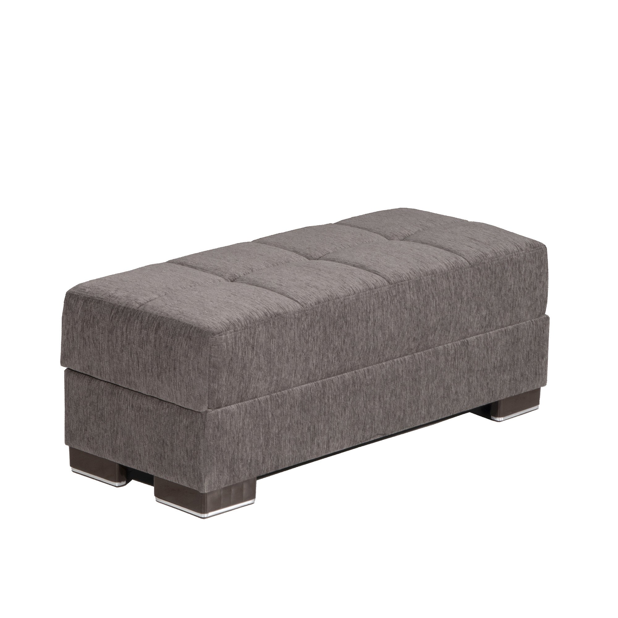 52" Gray and Brown Chenille Tufted Storage Ottoman-1
