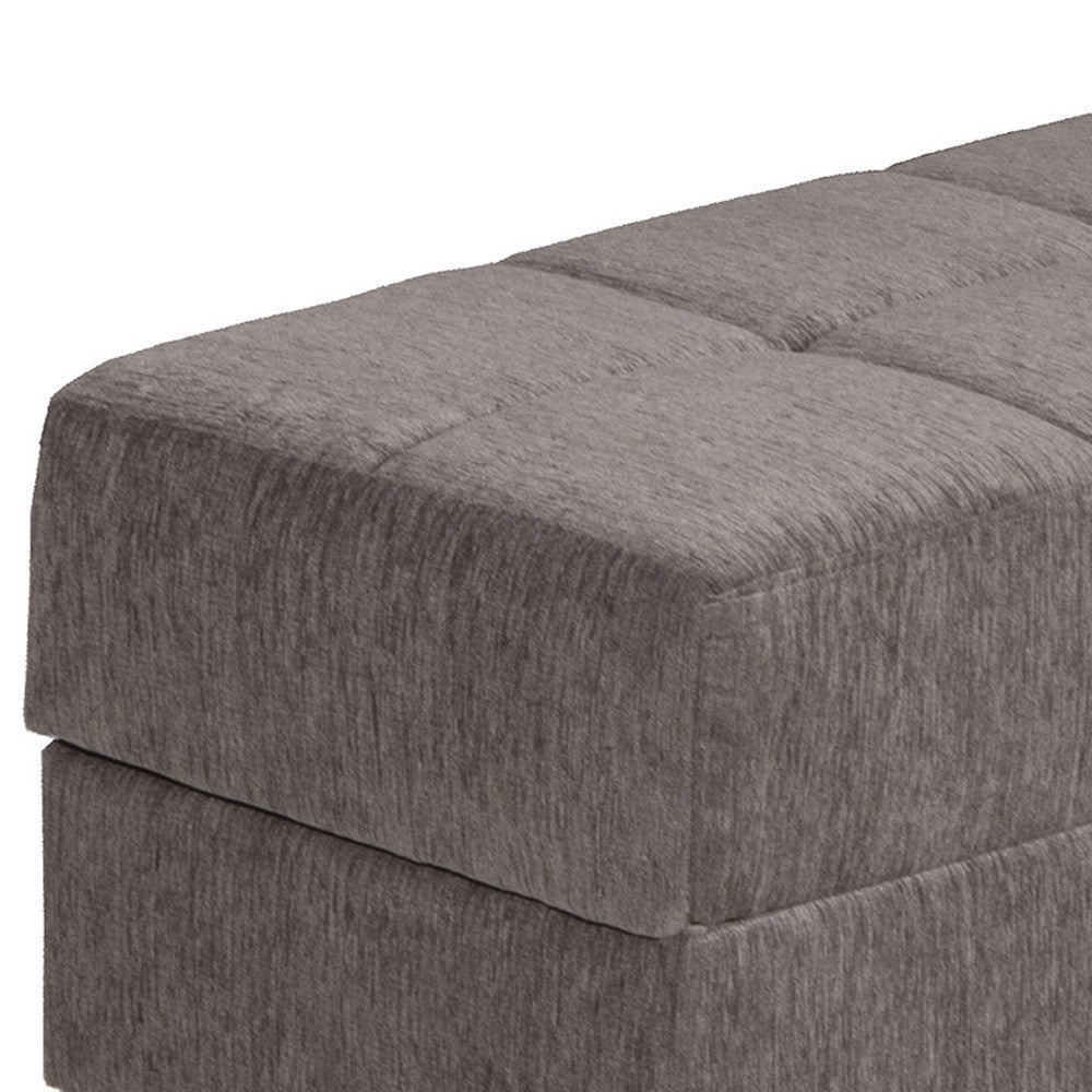 52" Gray and Brown Chenille Tufted Storage Ottoman-2