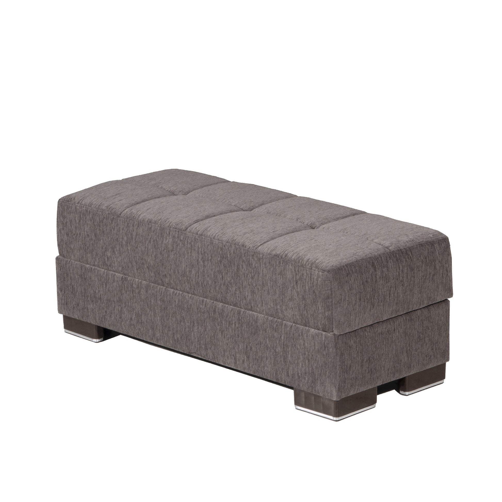 52" Gray and Brown Chenille Tufted Storage Ottoman-3