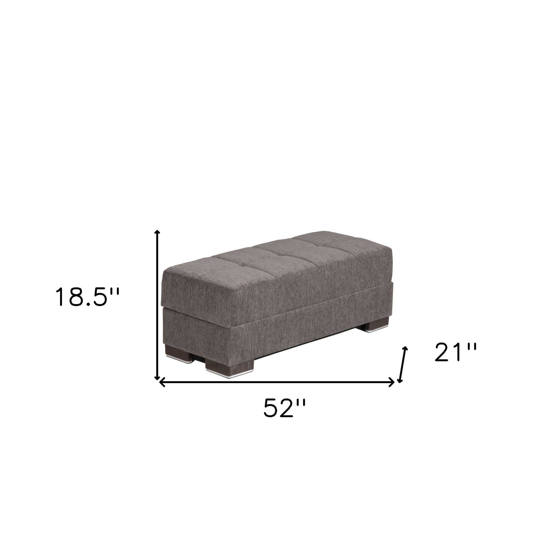 52" Gray and Brown Chenille Tufted Storage Ottoman-6