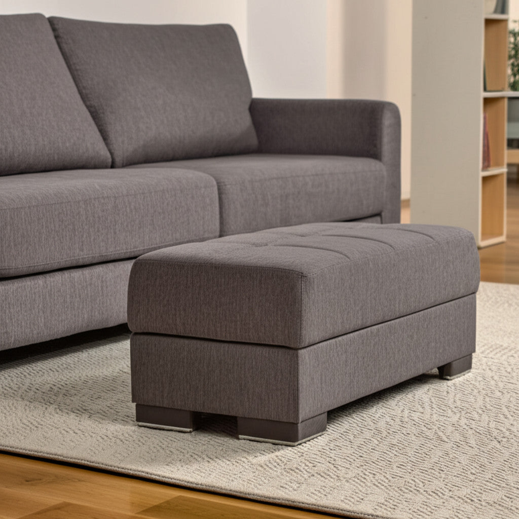 52" Gray and Brown Chenille Tufted Storage Ottoman-0