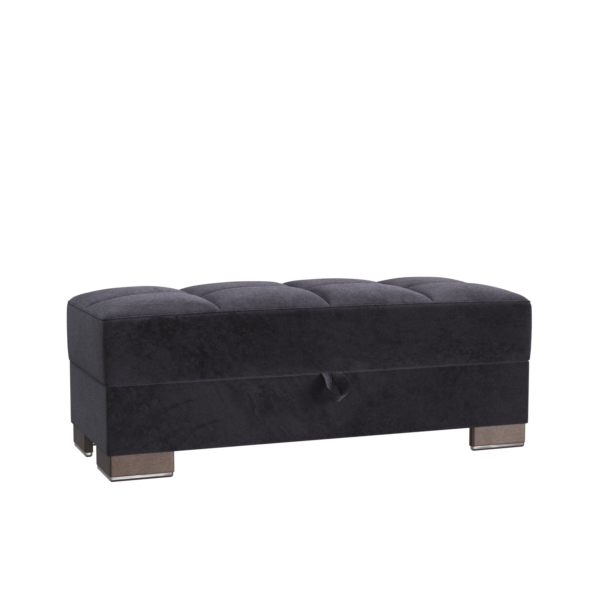 52" Black and Brown Microfiber Tufted Storage Ottoman-1
