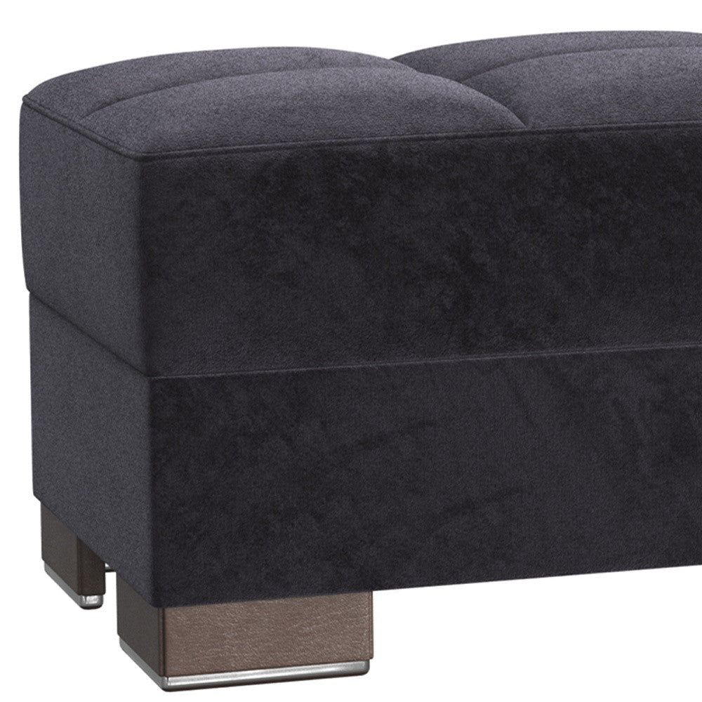 52" Black and Brown Microfiber Tufted Storage Ottoman-3