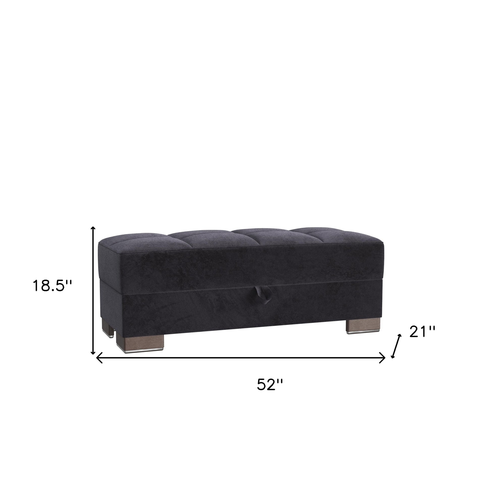 52" Black and Brown Microfiber Tufted Storage Ottoman-7