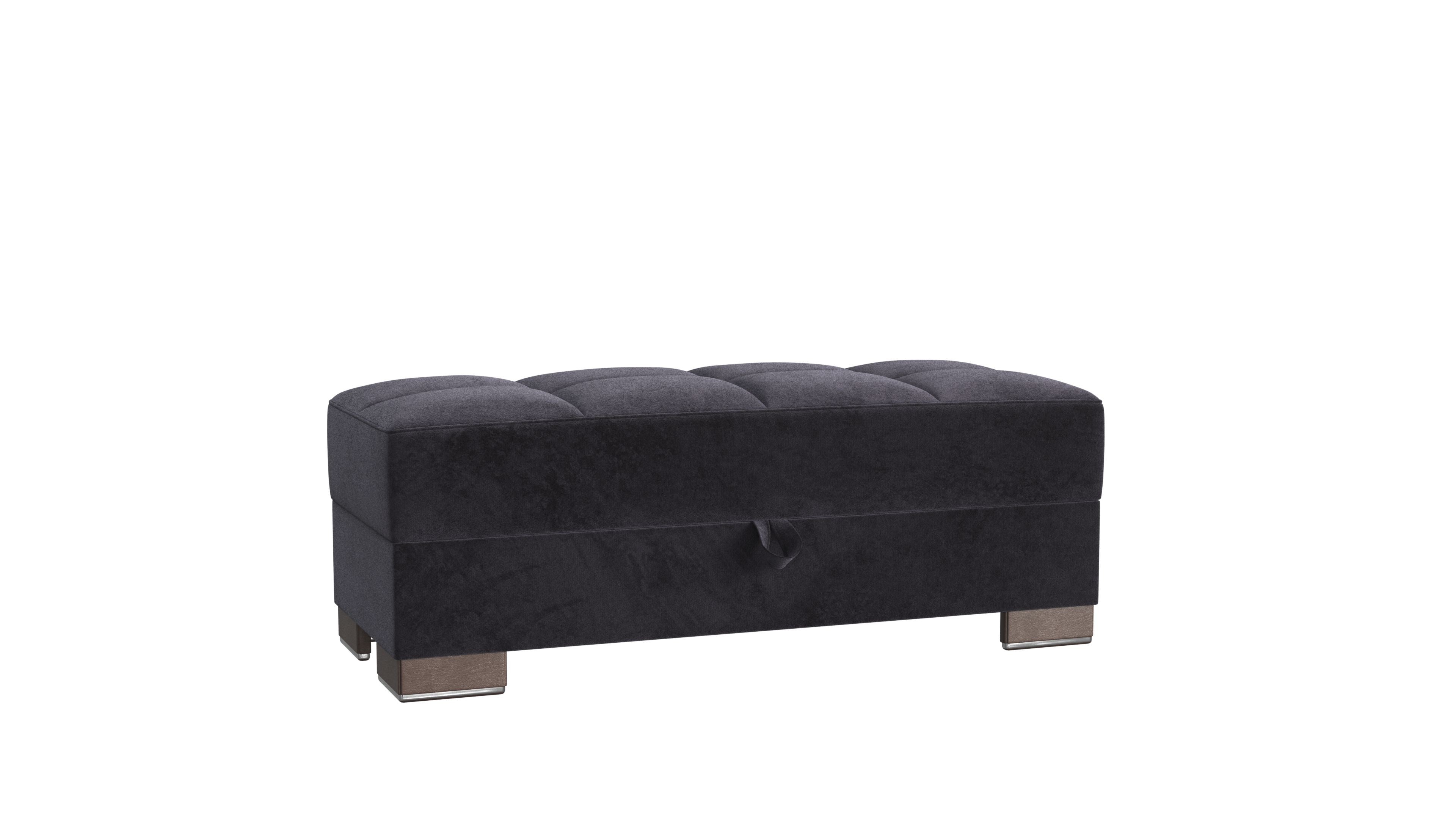52" Black and Brown Microfiber Tufted Storage Ottoman-1