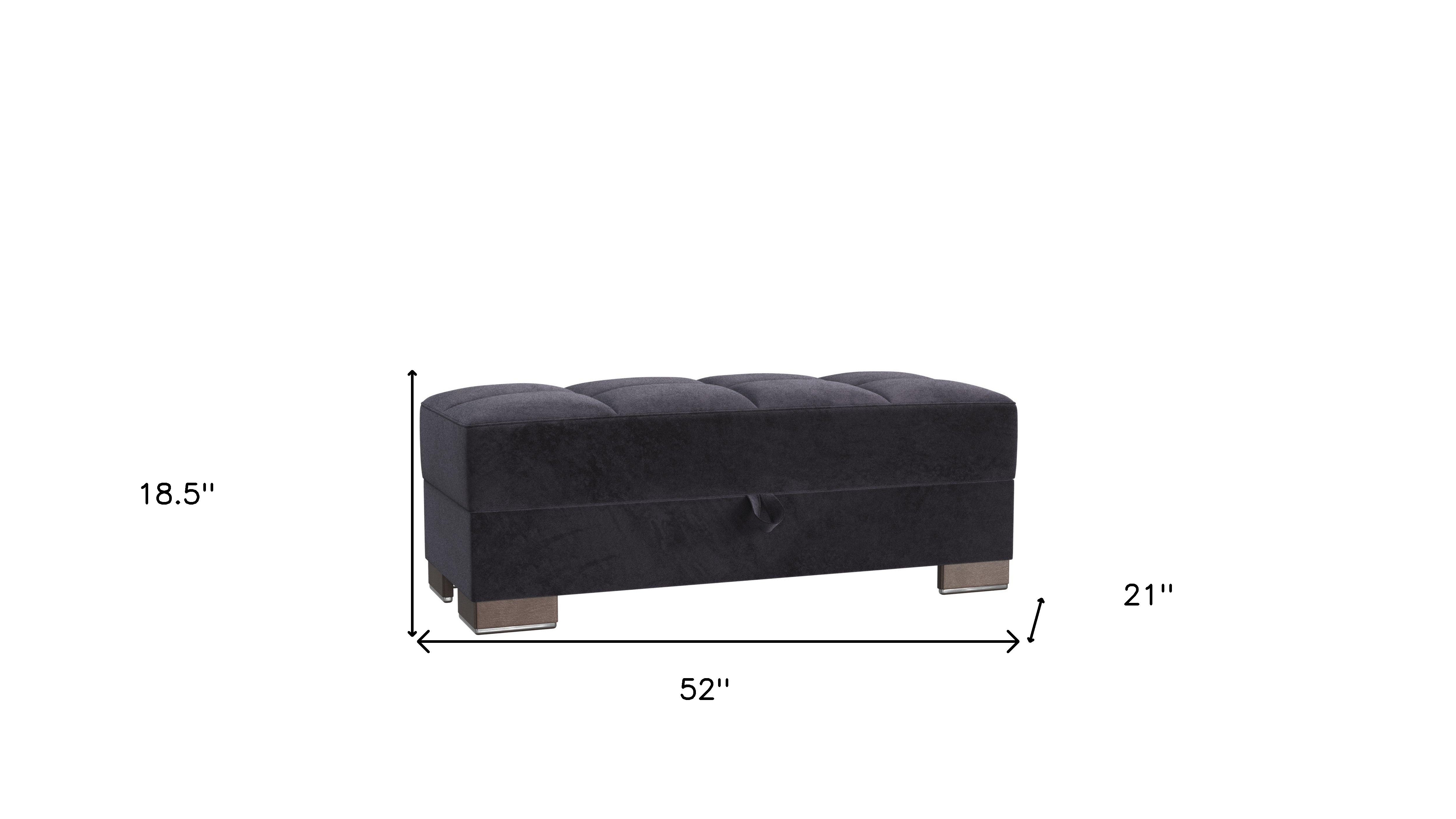 52" Black and Brown Microfiber Tufted Storage Ottoman-7