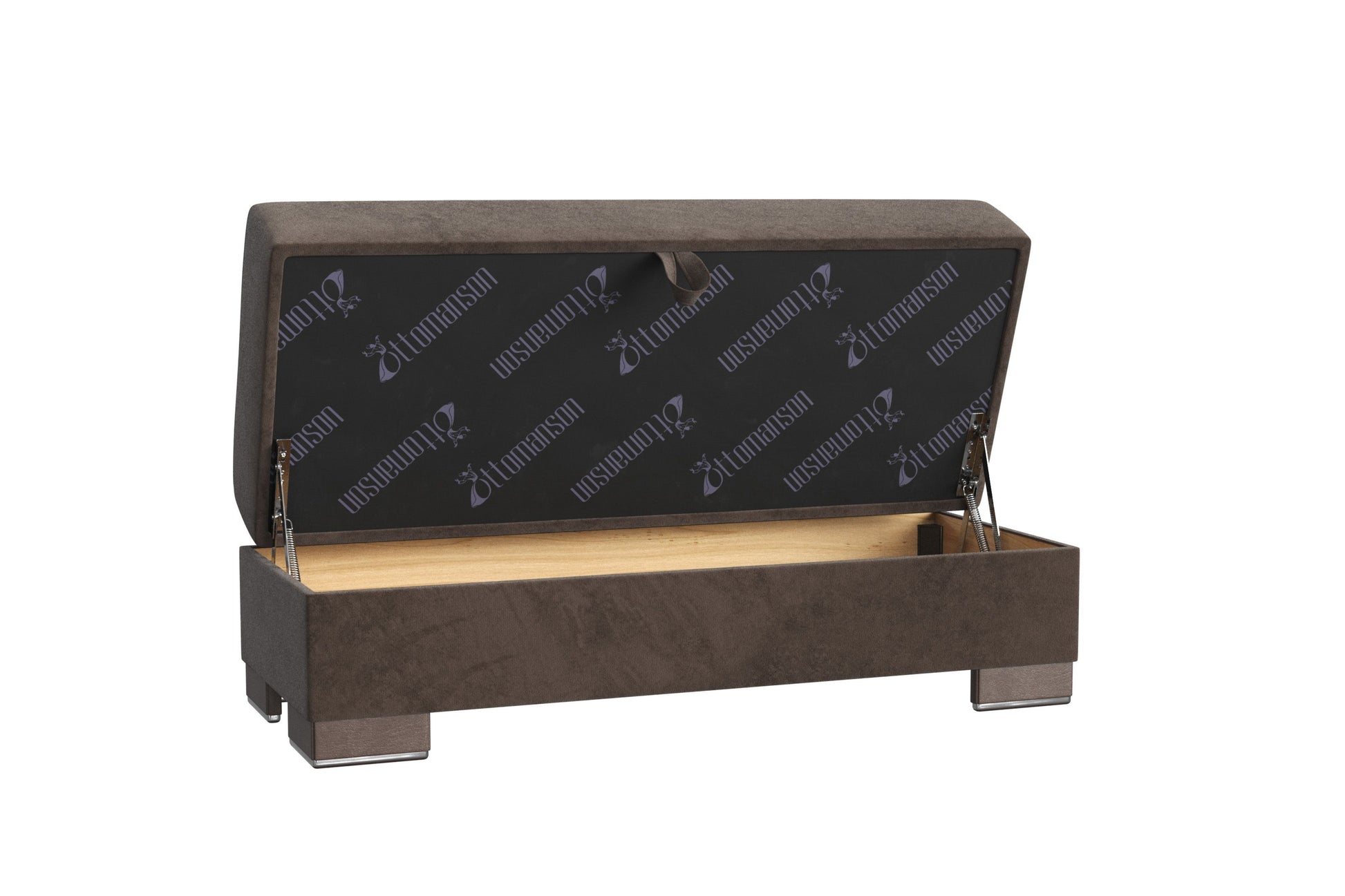 52" Brown Tufted Microfiber Storage Ottoman-2