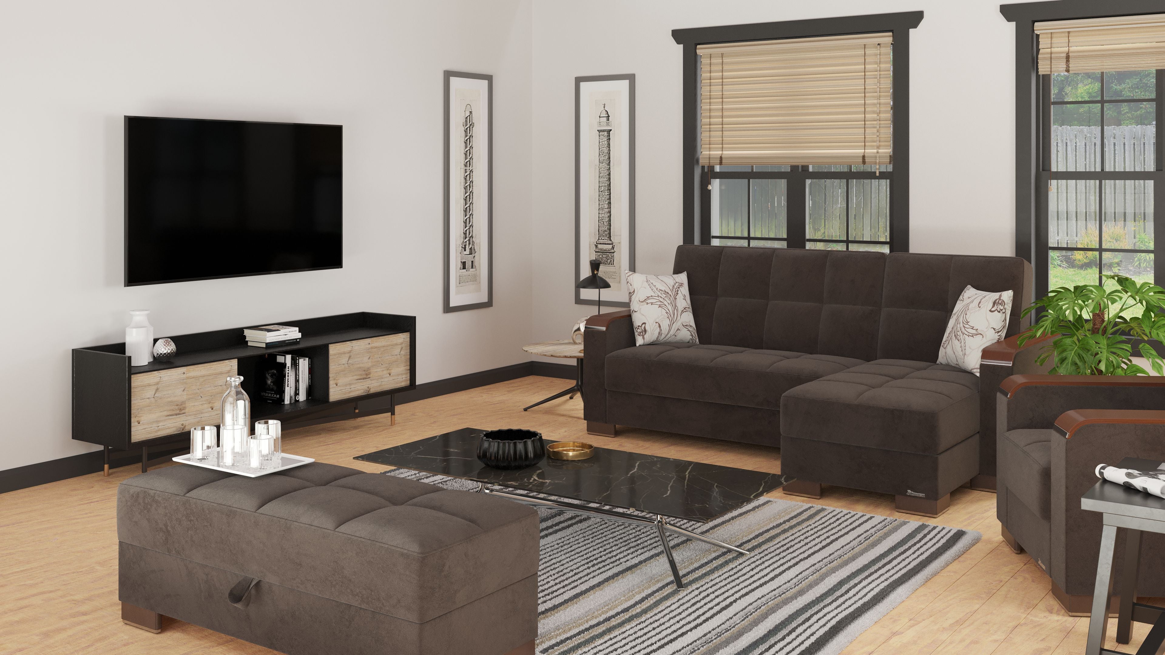 52" Brown Tufted Microfiber Storage Ottoman-6