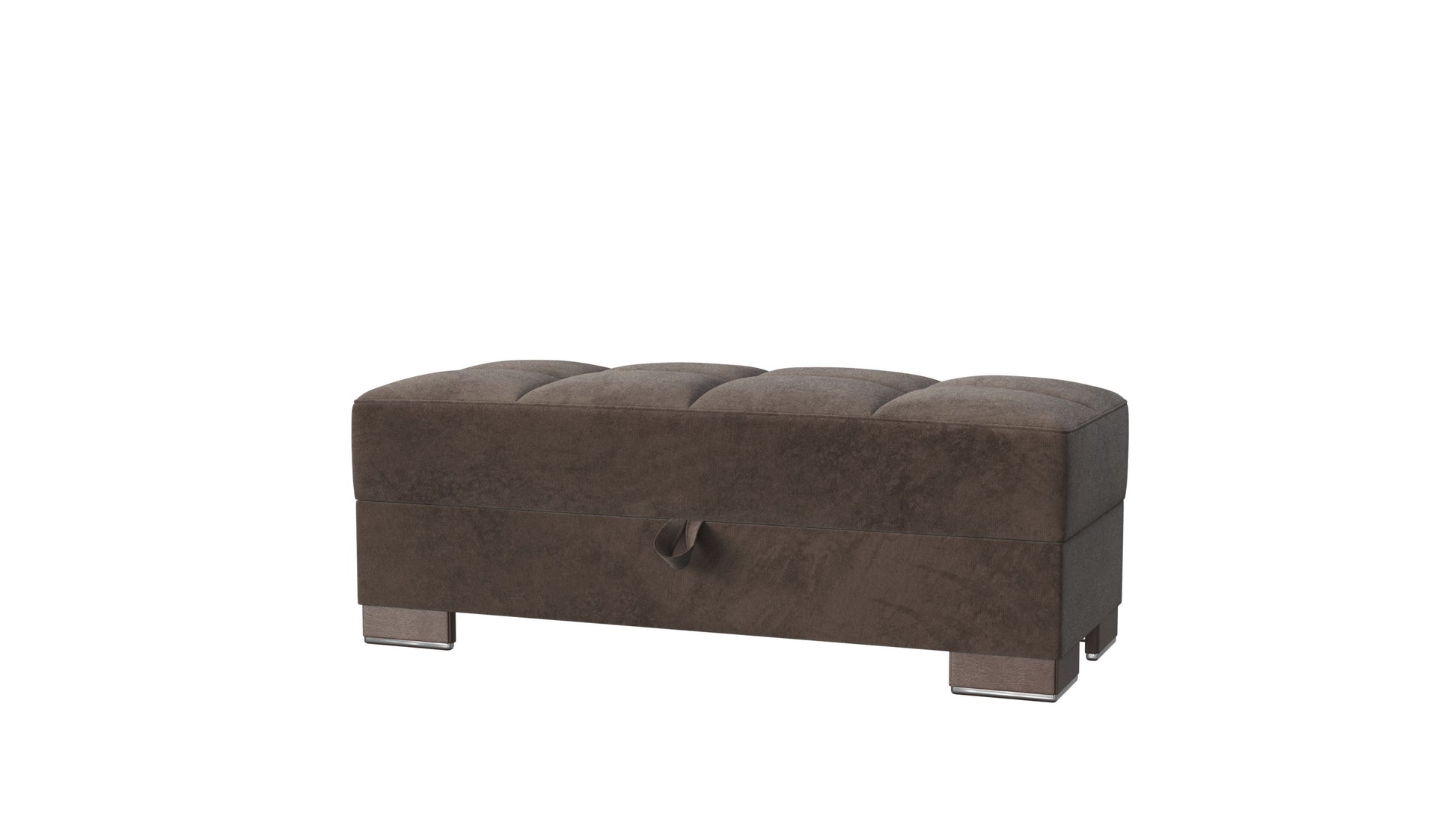 52" Brown Tufted Microfiber Storage Ottoman-3