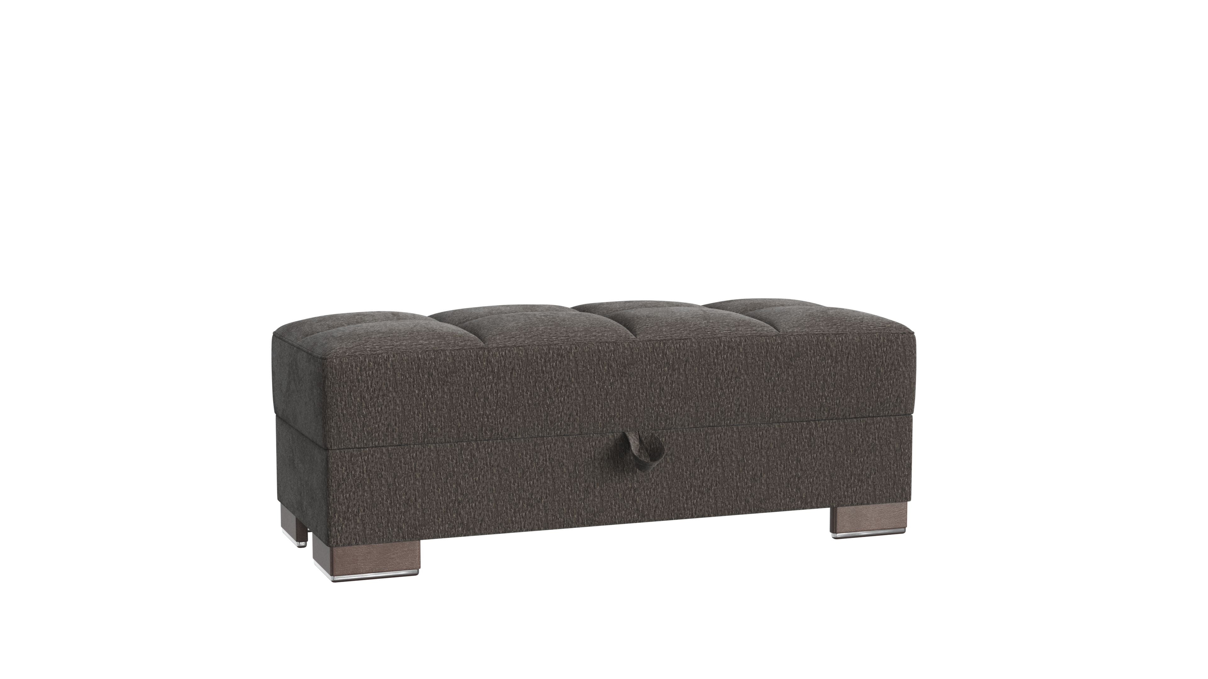 52" Dark Gray and Brown Chenille Tufted Storage Ottoman-1