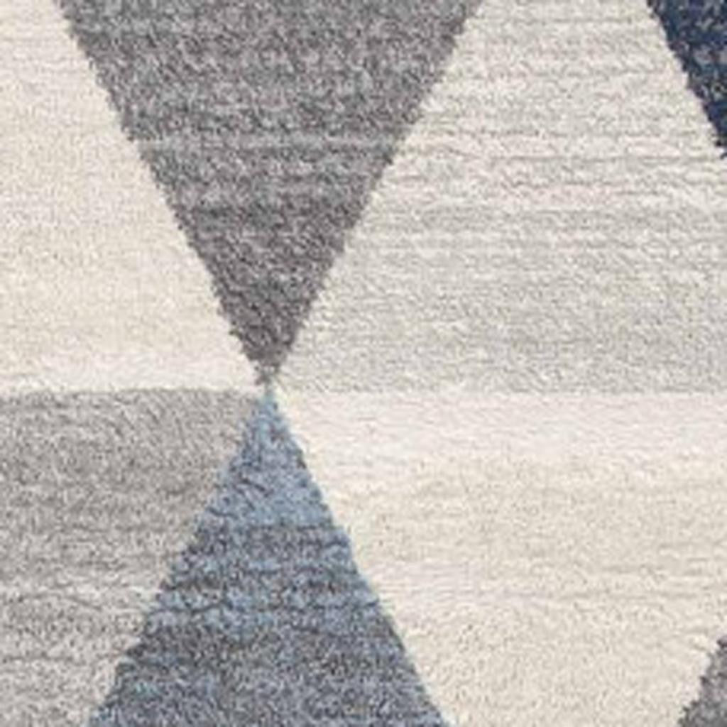 25' Runner Blue Beige And Gray Geometric Runner Rug-3