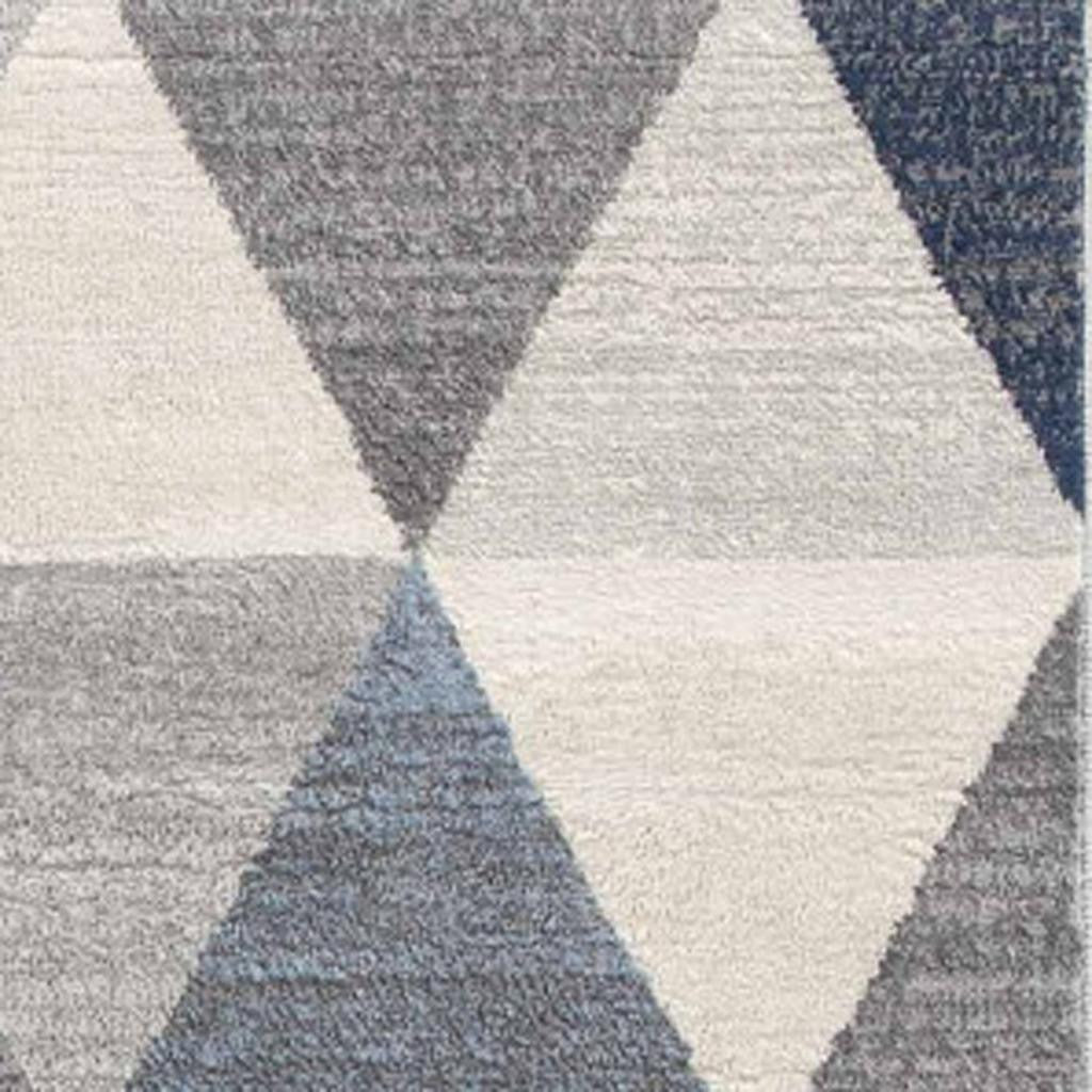 25' Runner Blue Beige And Gray Geometric Runner Rug-4