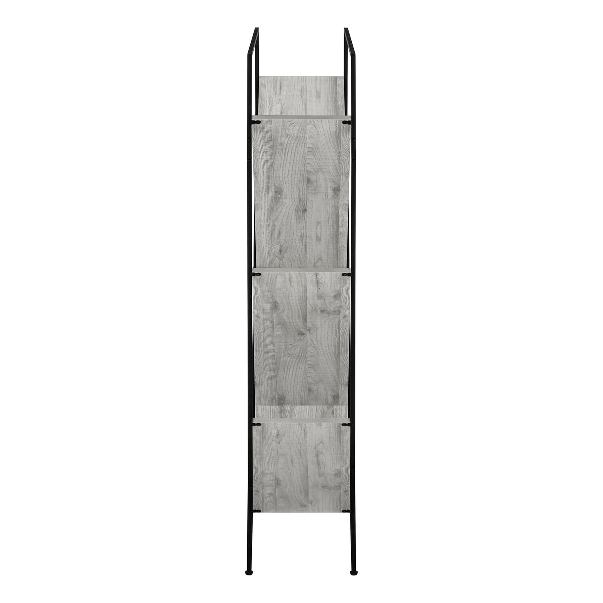 60"H Grey Wood 5-Tier V-Shaped Bookcase with Black Metal Frame-Bookcases-DECOROLALA