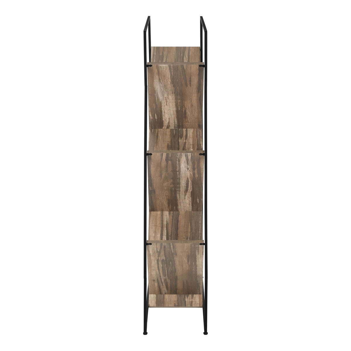 60"H Grey Wood 5-Tier V-Shaped Bookcase with Black Metal Frame-Bookcases-DECOROLALA