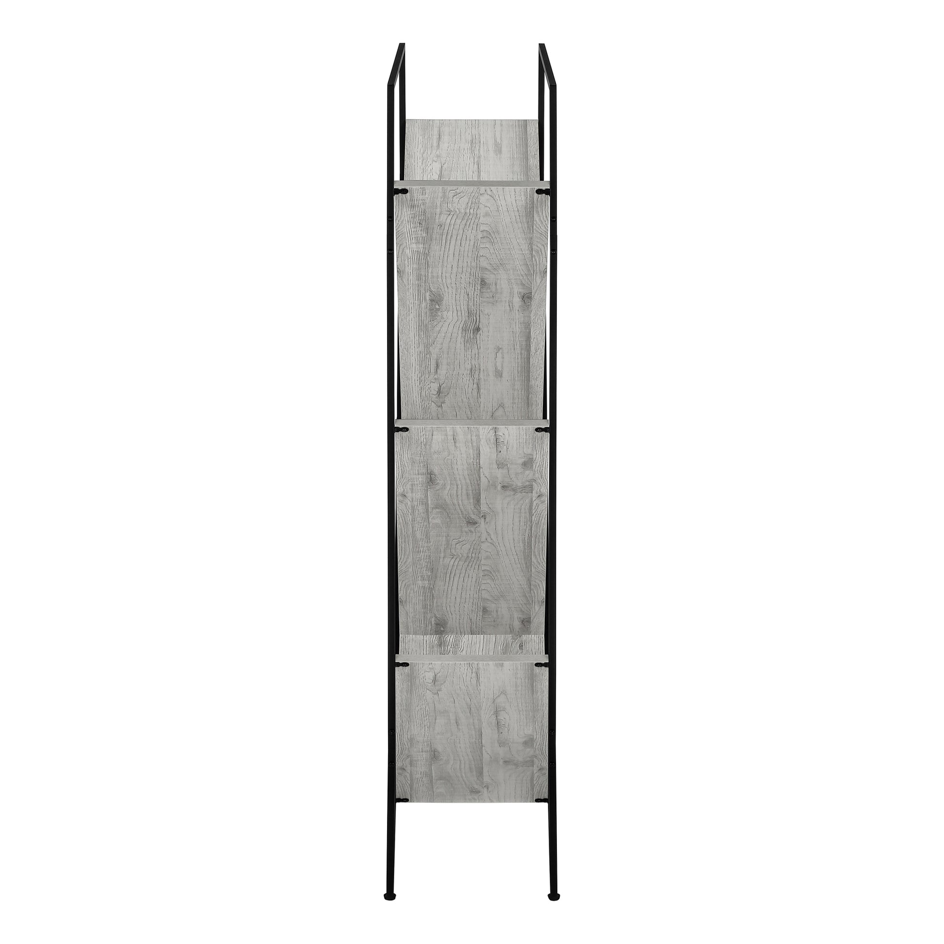 60"H Grey Wood 5-Tier V-Shaped Bookcase with Black Metal Frame-Bookshelf-DECOROLALA