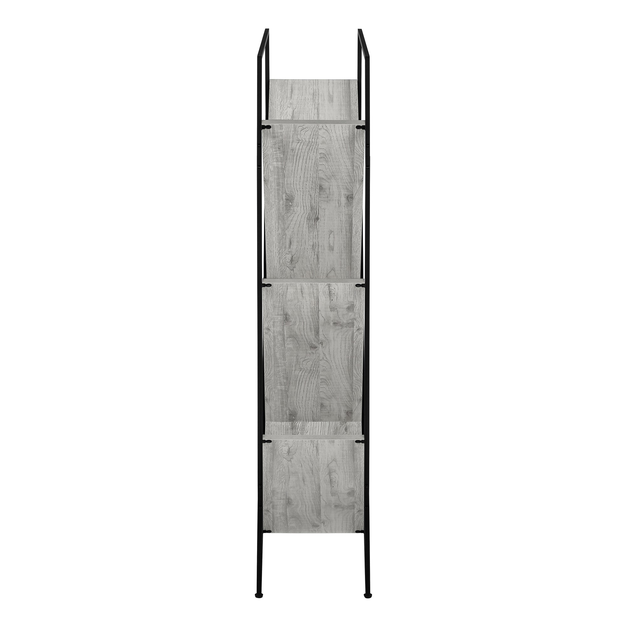 60"H Grey Wood 5-Tier V-Shaped Bookcase with Black Metal Frame-Bookshelf-DECOROLALA