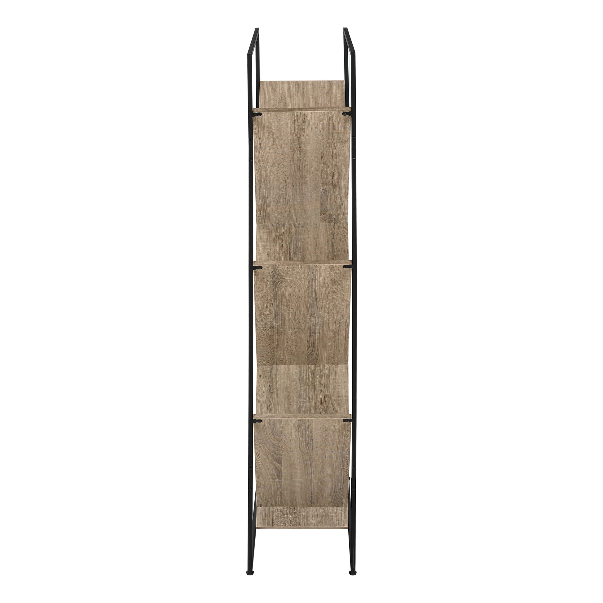60"H Grey Wood 5-Tier V-Shaped Bookcase with Black Metal Frame-Bookshelf-DECOROLALA