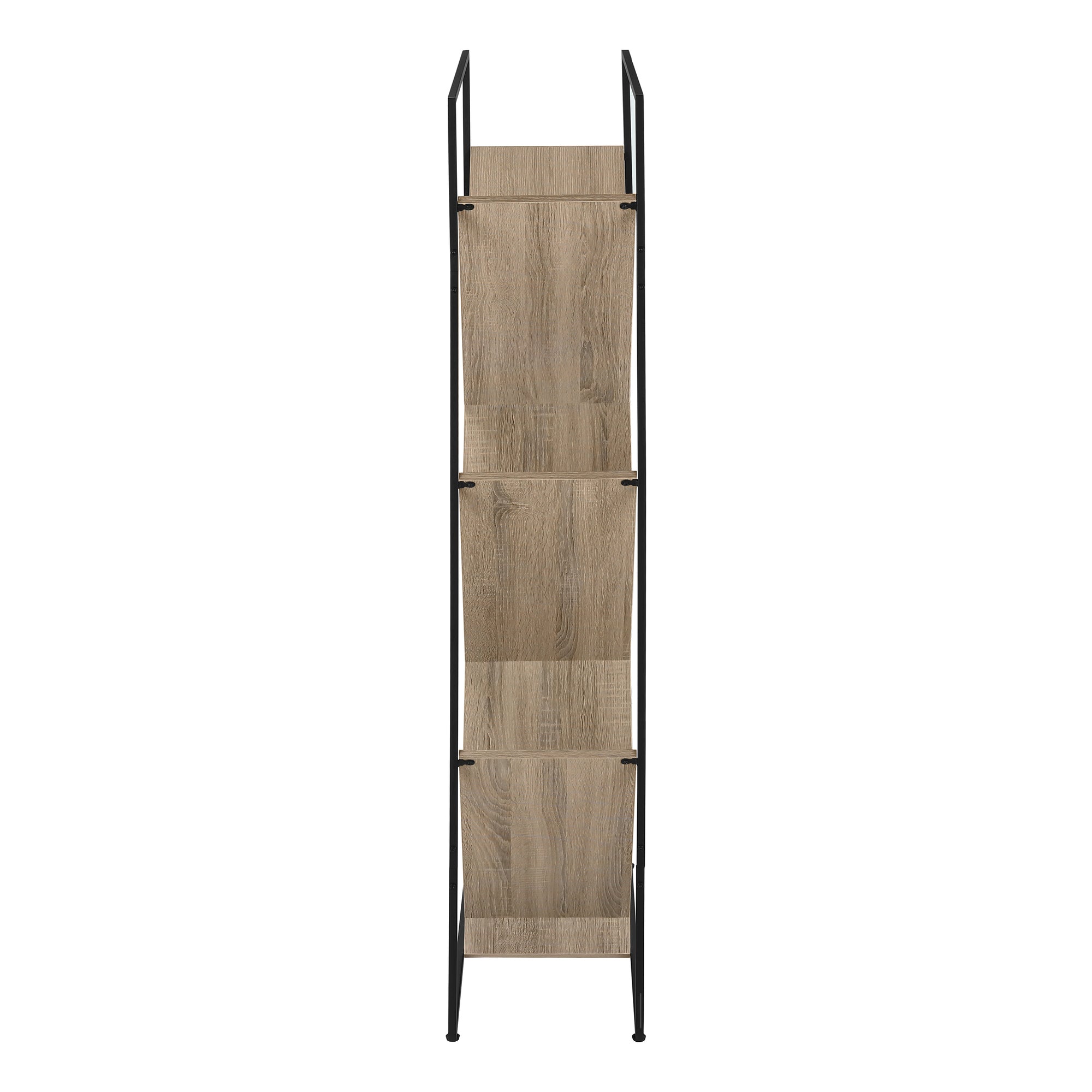 60"H Grey Wood 5-Tier V-Shaped Bookcase with Black Metal Frame-Bookshelf-DECOROLALA