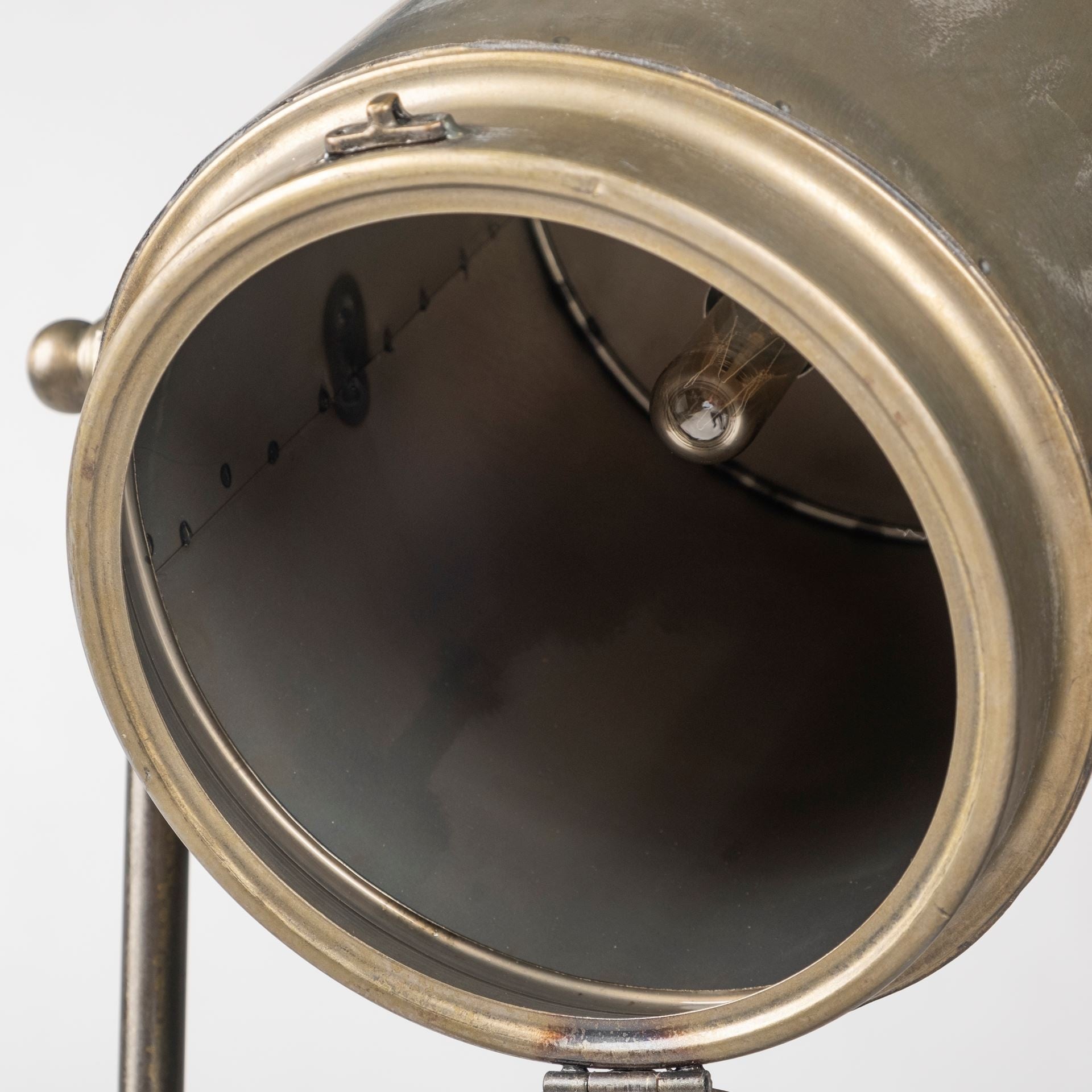 61" Antiqued Gold LED Movie Set Floor Lamp With Gold Metal Shade-Floor Lamps-DECOROLALA