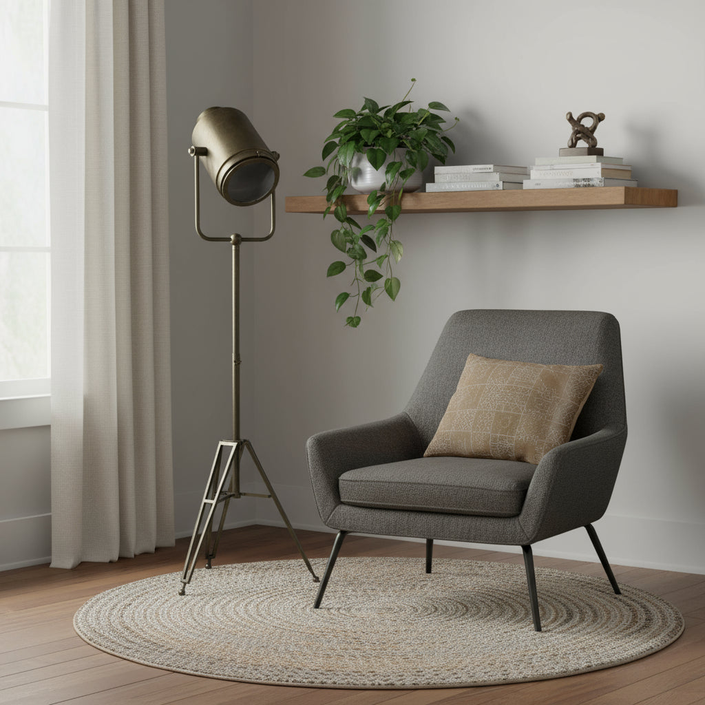 61" Antiqued Gold LED Movie Set Floor Lamp With Gold Metal Shade-Floor Lamps-DECOROLALA