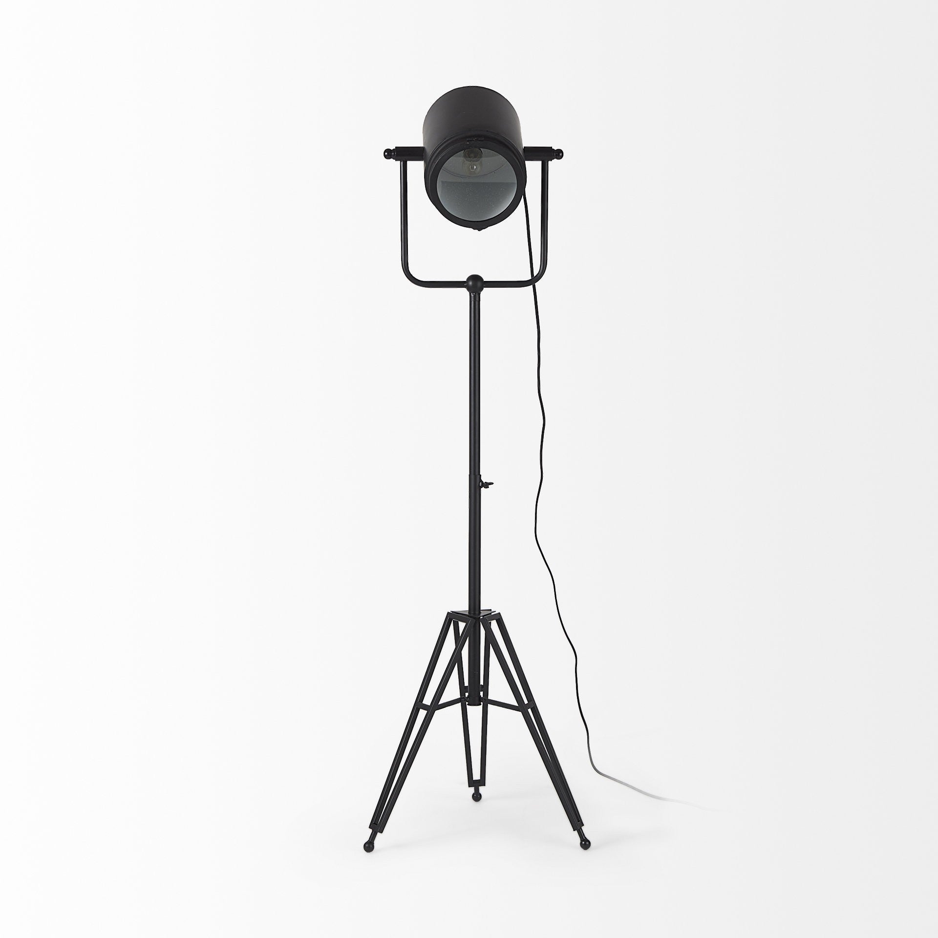 61" Black LED Floor Lamp With Black Metal Shade-Floor Lamps-DECOROLALA