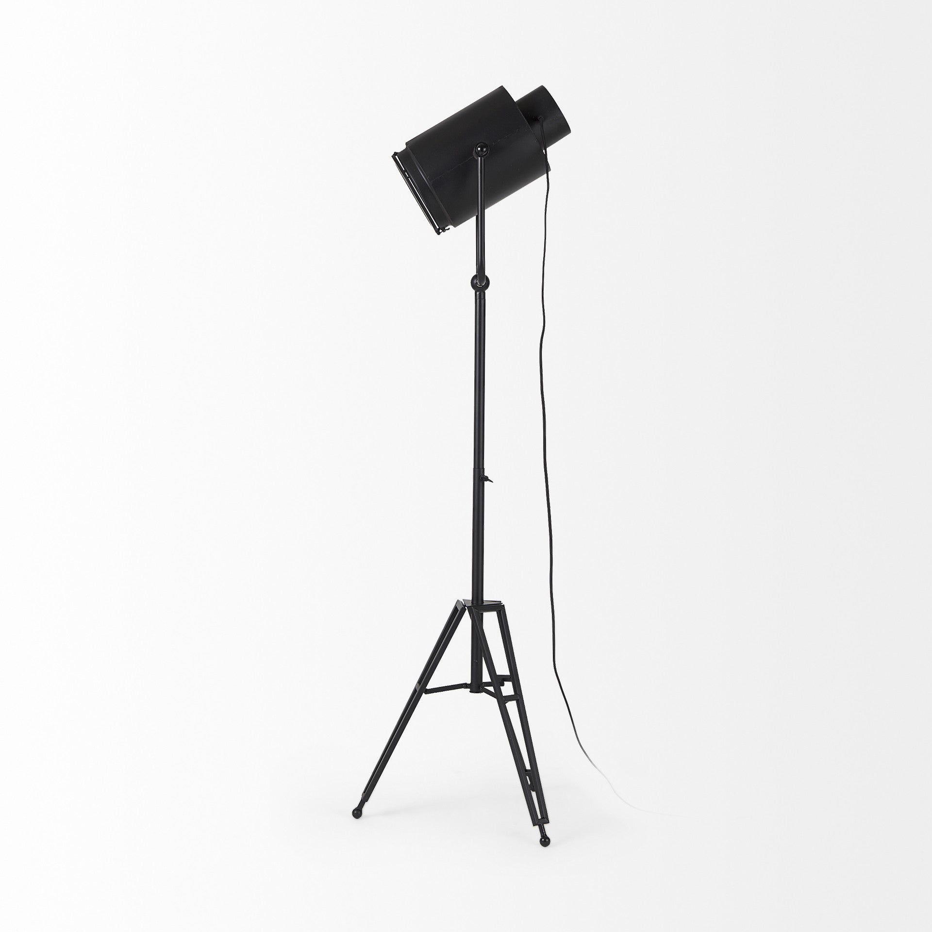 61" Black LED Floor Lamp With Black Metal Shade-Floor Lamps-DECOROLALA