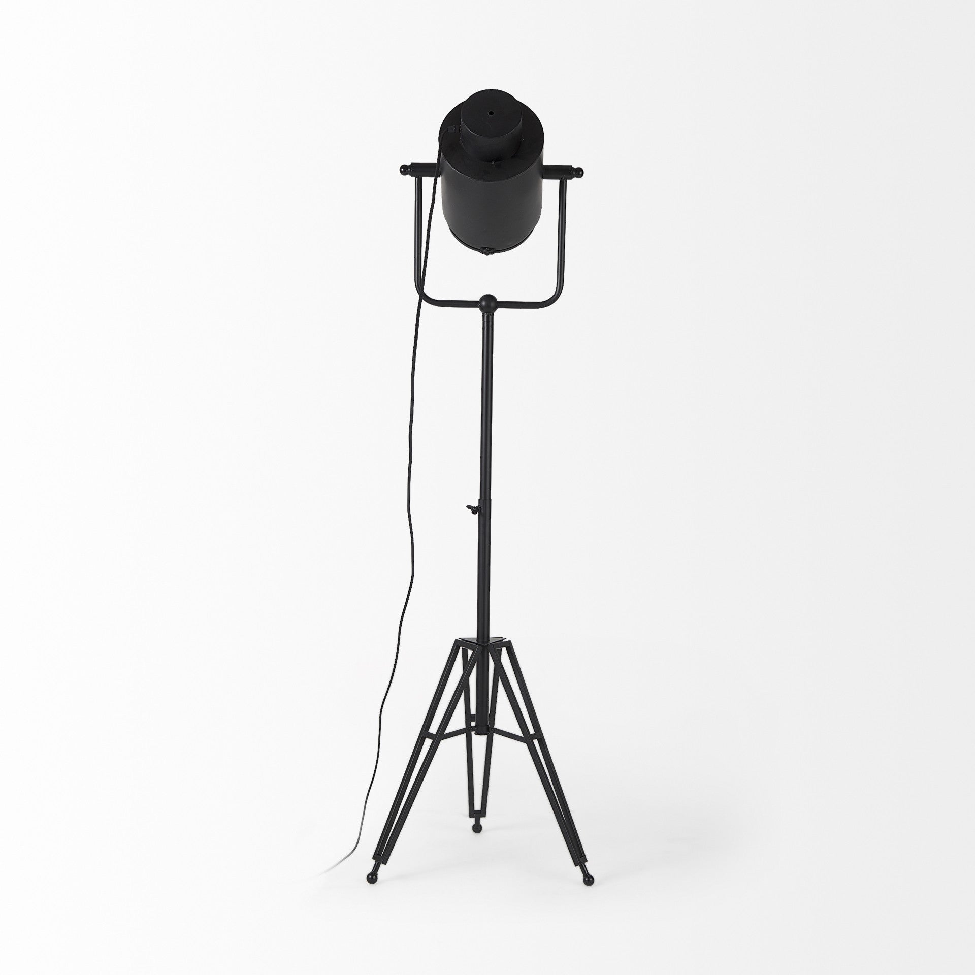 61" Black LED Floor Lamp With Black Metal Shade-Floor Lamps-DECOROLALA