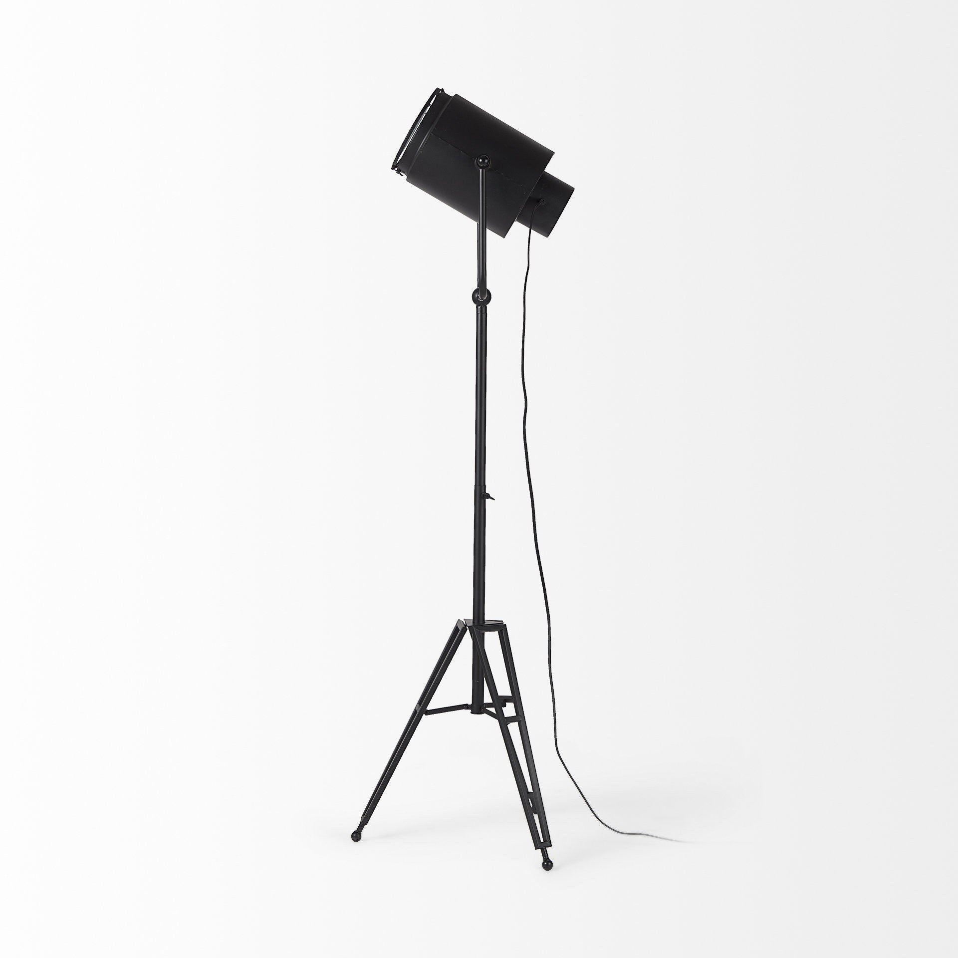 61" Black LED Floor Lamp With Black Metal Shade-Floor Lamps-DECOROLALA