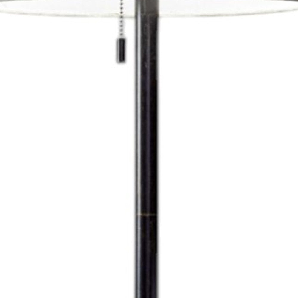 61" Brass Metal Floor Lamp With White Fabric Cylinder Shade-Floor Lamps-DECOROLALA