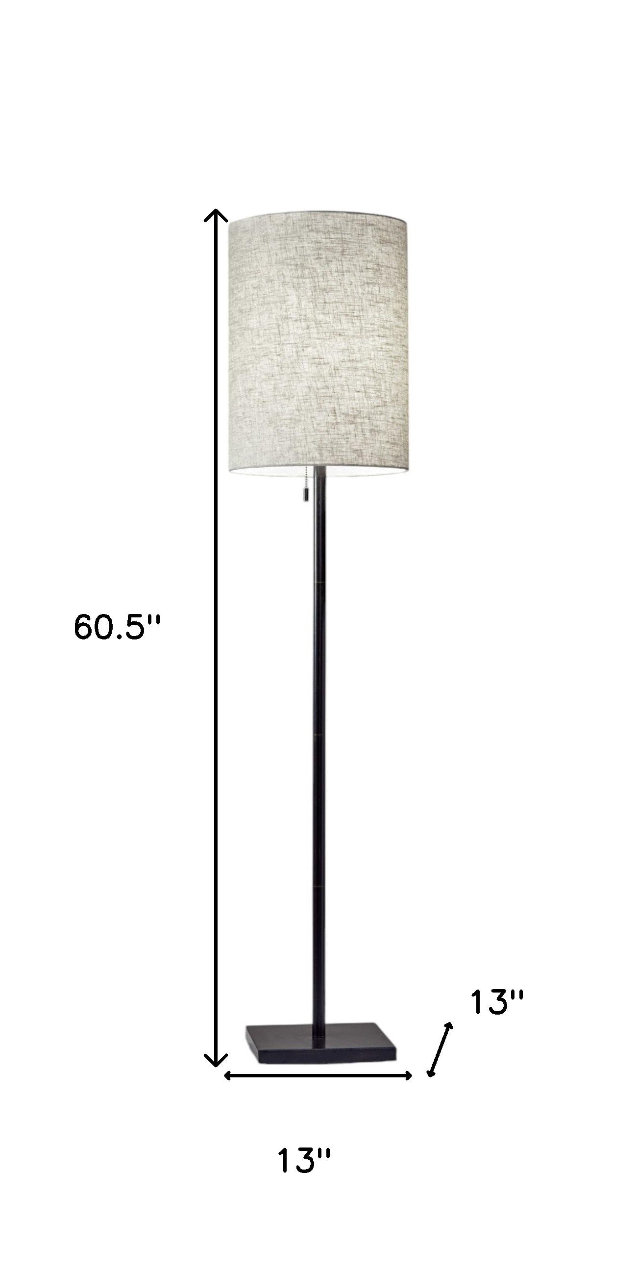 61" Brass Metal Floor Lamp With White Fabric Cylinder Shade-Floor Lamps-DECOROLALA
