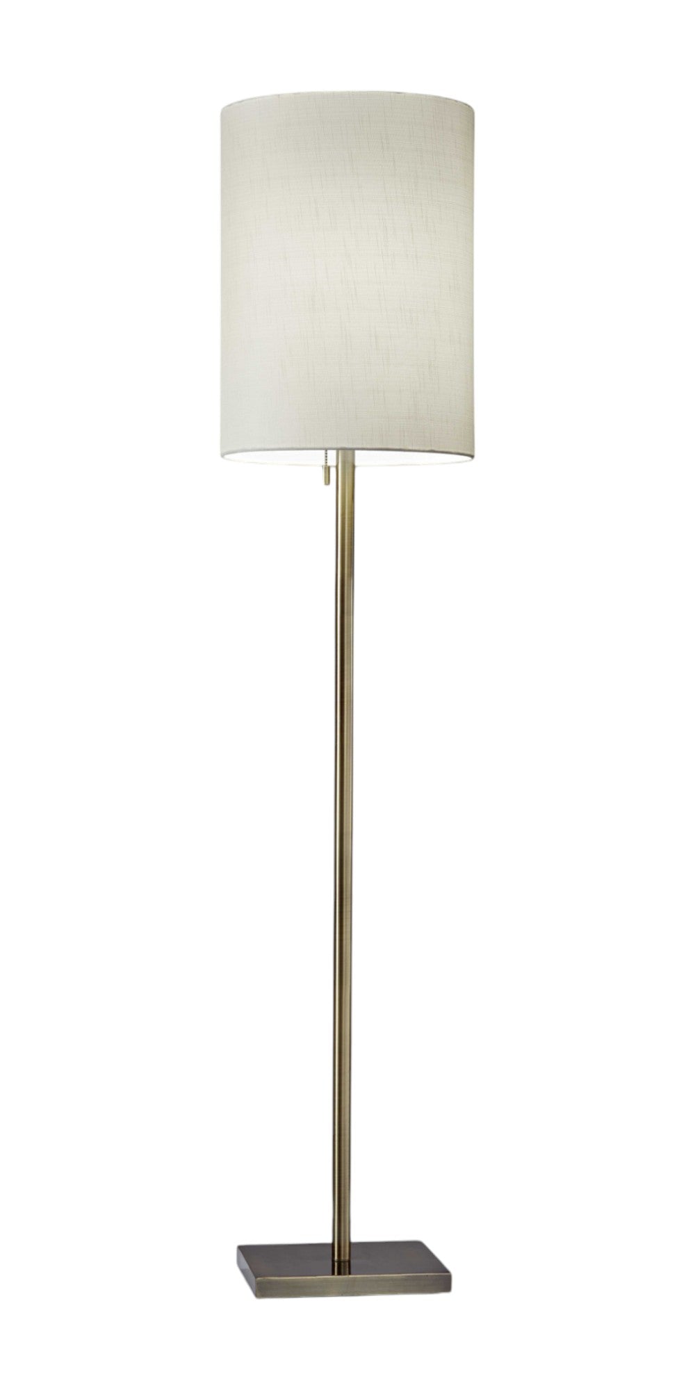 61" Brass Metal Floor Lamp With White Fabric Cylinder Shade-Floor Lamps-DECOROLALA