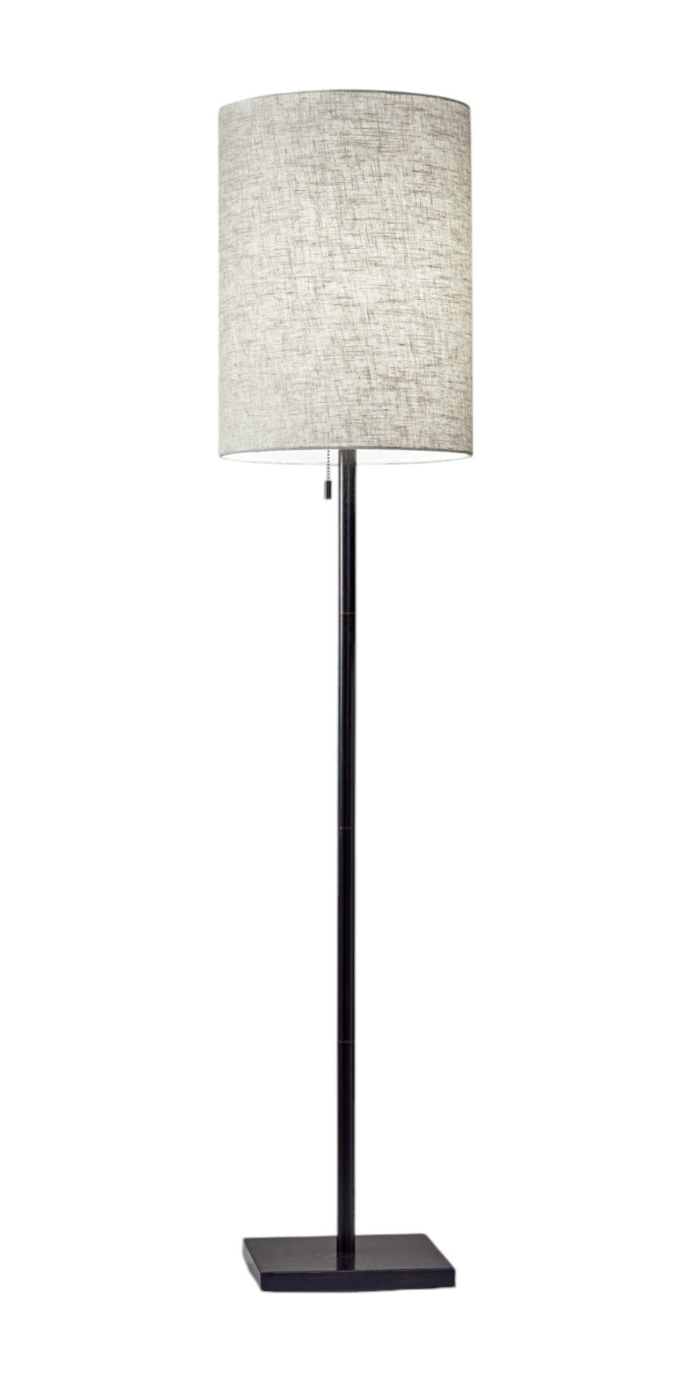 61" Brass Metal Floor Lamp With White Fabric Cylinder Shade-Floor Lamps-DECOROLALA
