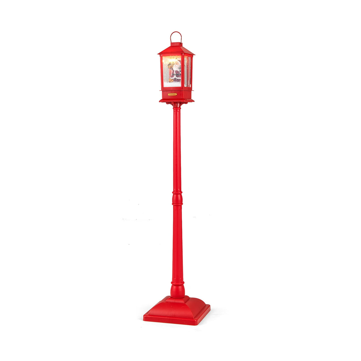61 Inch Christmas Musical Street Lamp Post with Detachable Snow Globe Lantern-Red-Christmas Decorations & Accessories-DECOROLALA