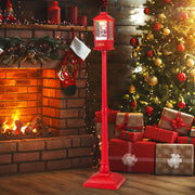 61 Inch Christmas Musical Street Lamp Post with Detachable Snow Globe Lantern-Red-Christmas Decorations & Accessories-DECOROLALA