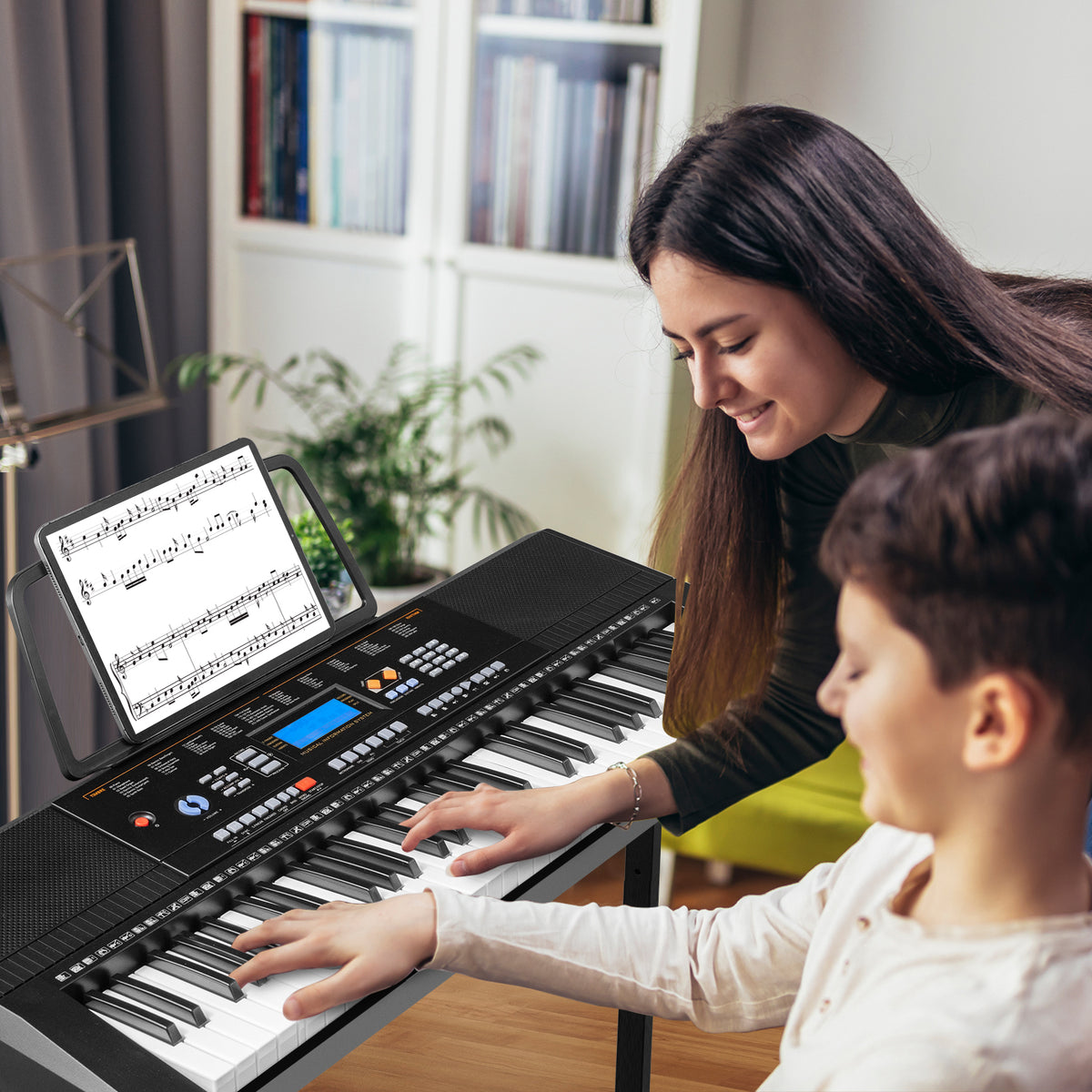 Ensemble clavier piano électronique à 61 touches pour débutants, avec support, banquette et casque