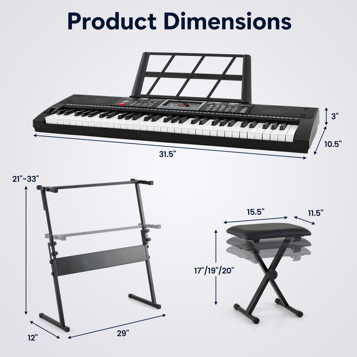 61-Key Keyboard Piano for Beginners - Black