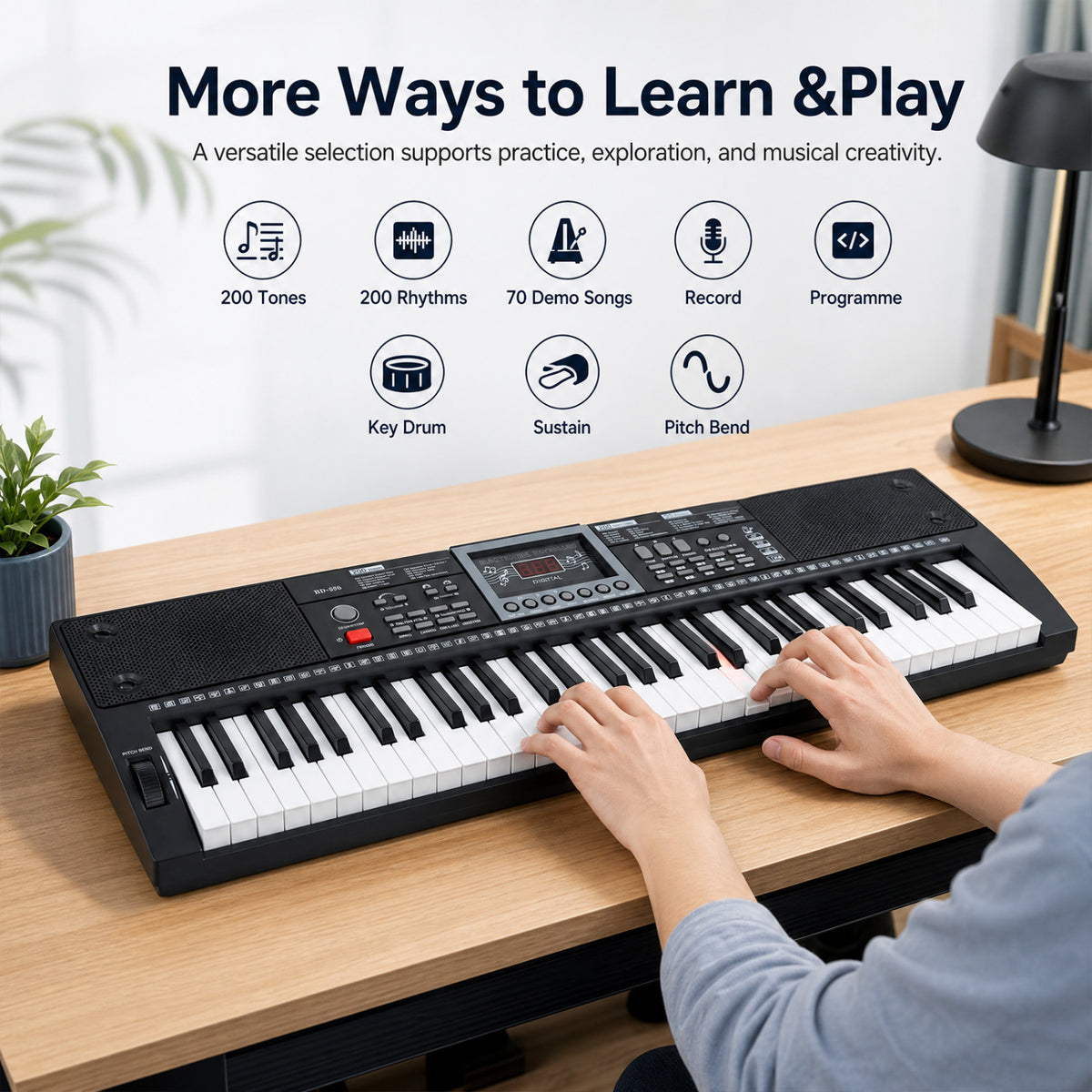 61-Key Keyboard Piano for Beginners - Black