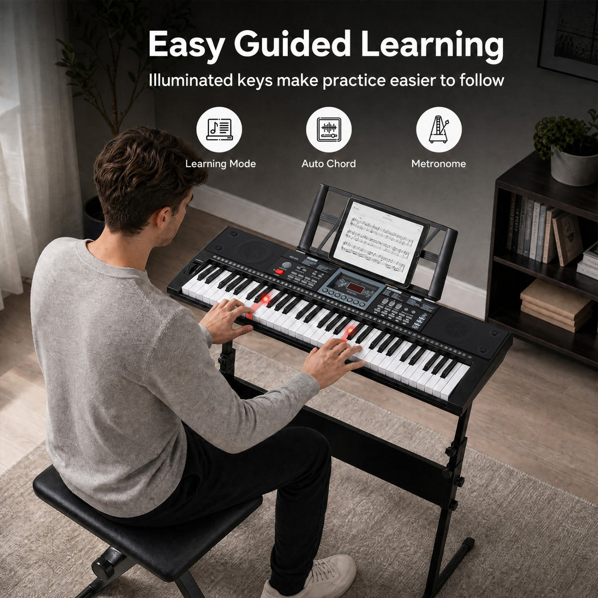 61-Key Keyboard Piano for Beginners - Black