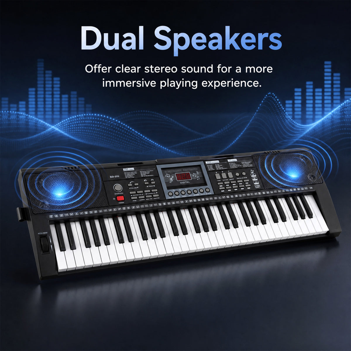 61-Key Keyboard Piano for Beginners - Black
