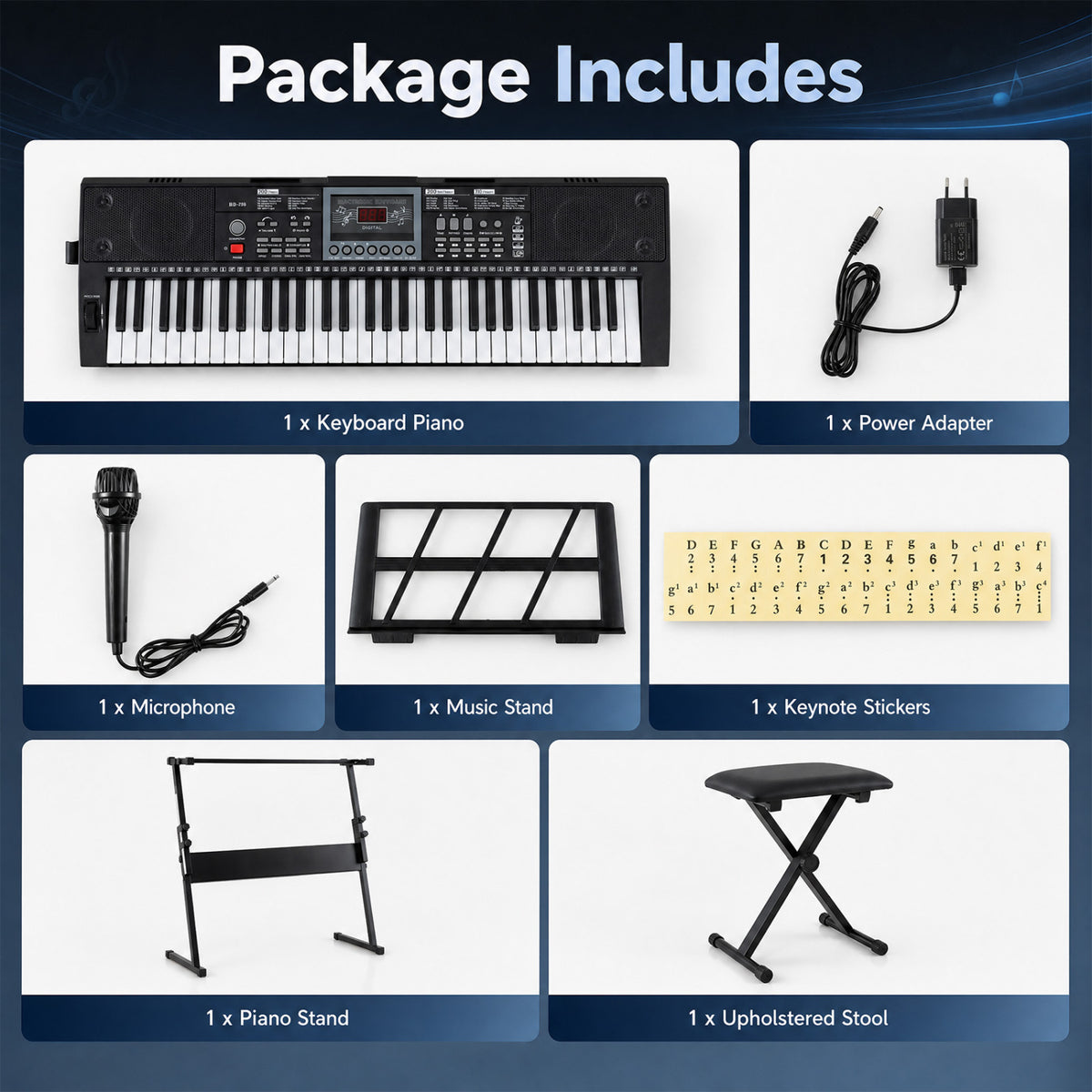 61-Key Keyboard Piano for Beginners - Black
