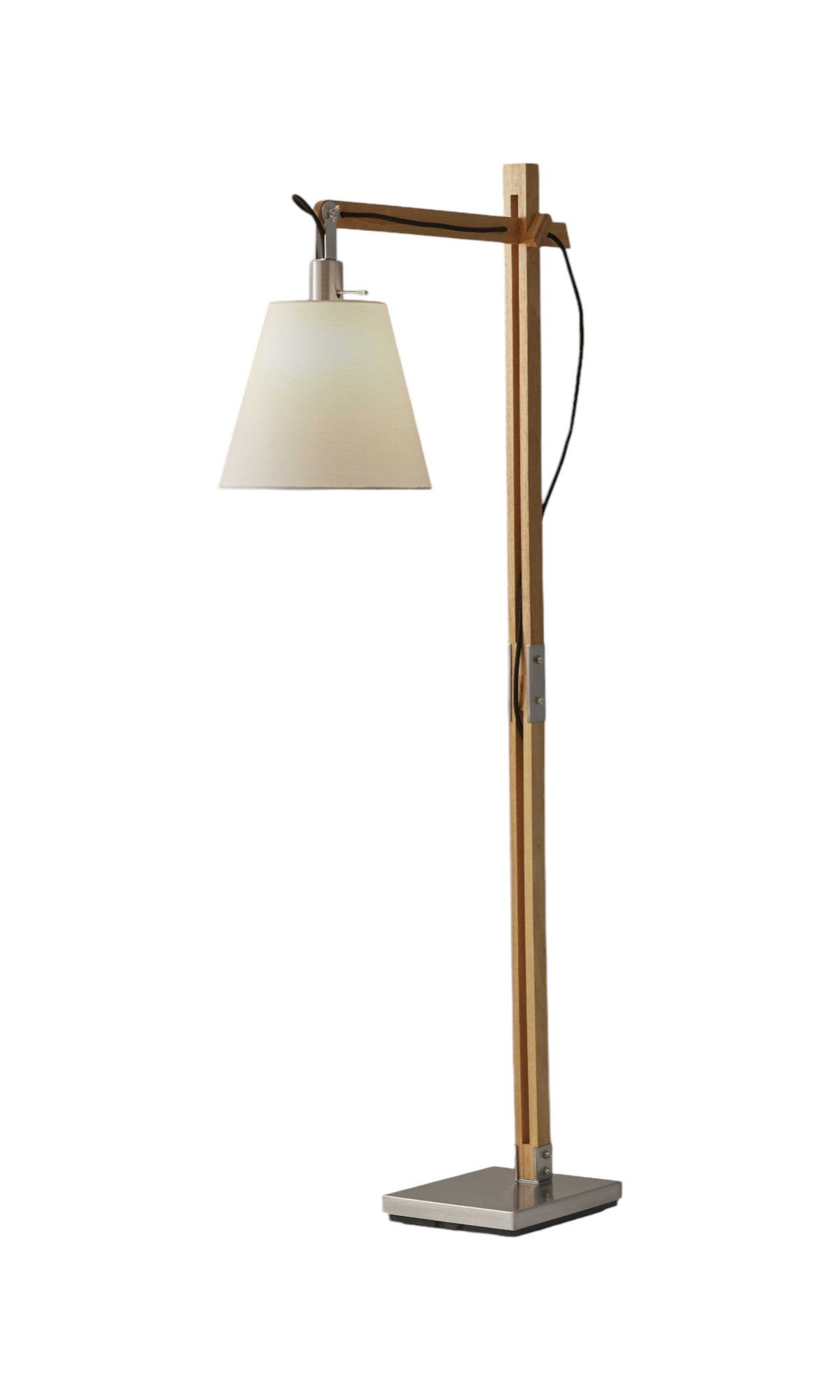61" Natural Solid Wood Task With White Cotton Shade-Floor Lamps-DECOROLALA