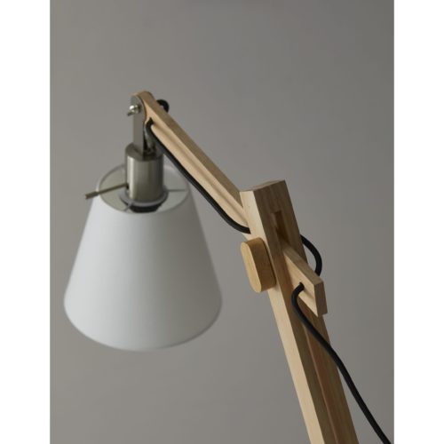 61" Natural Solid Wood Task With White Cotton Shade-Floor Lamps-DECOROLALA