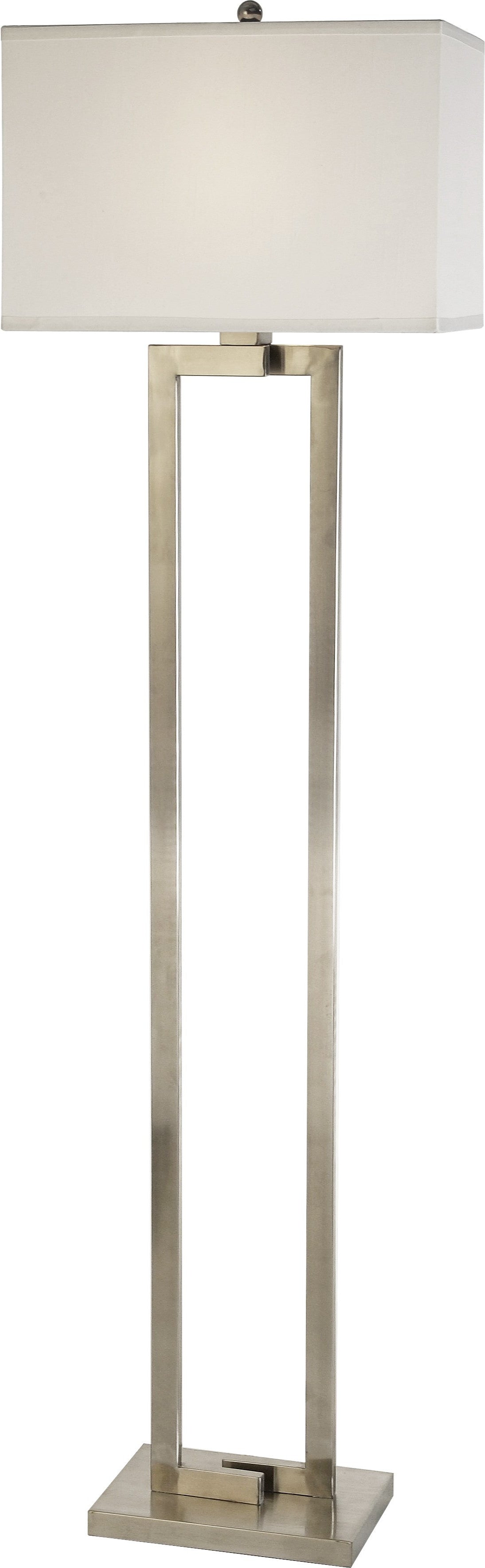 61" Nickel Traditional Shaped Floor Lamp With White Rectangular Shade-Floor Lamps-DECOROLALA